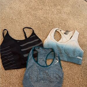 Gymshark Sports Bra Trio - Black, White, Blue